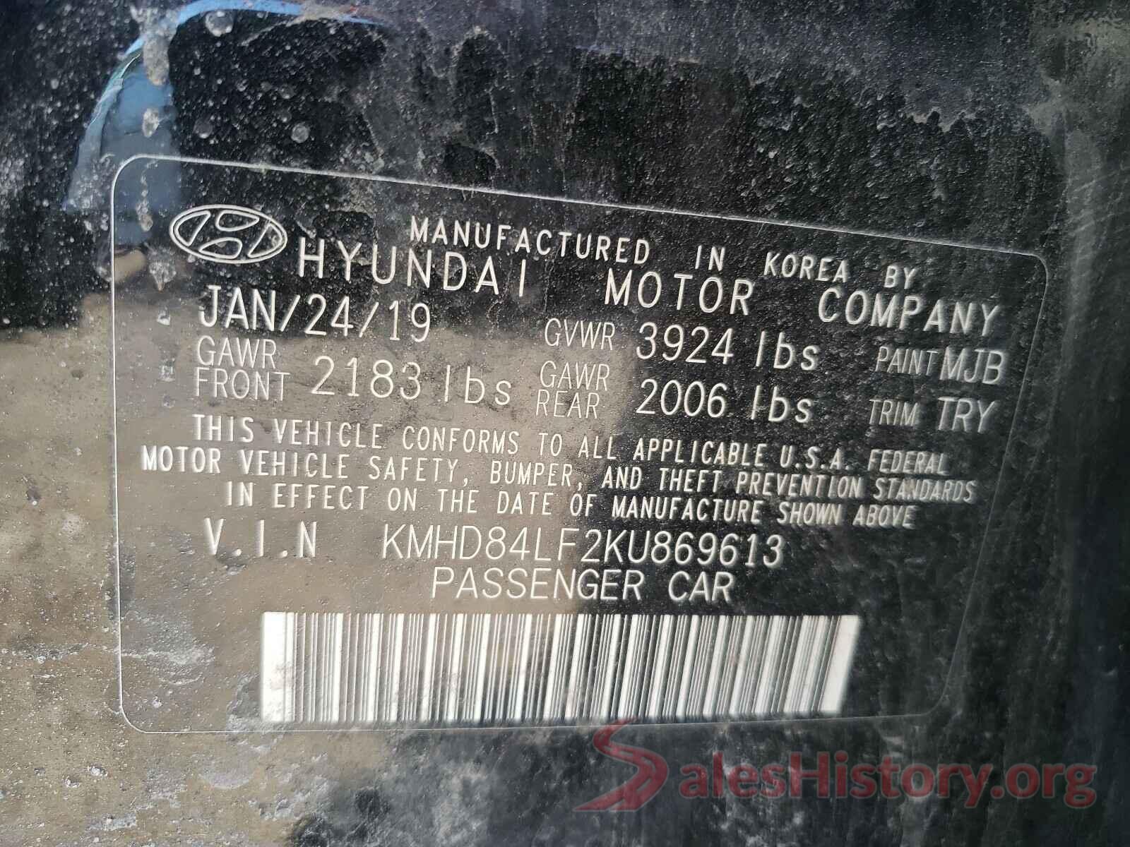 KMHD84LF2KU869613 2019 HYUNDAI ELANTRA