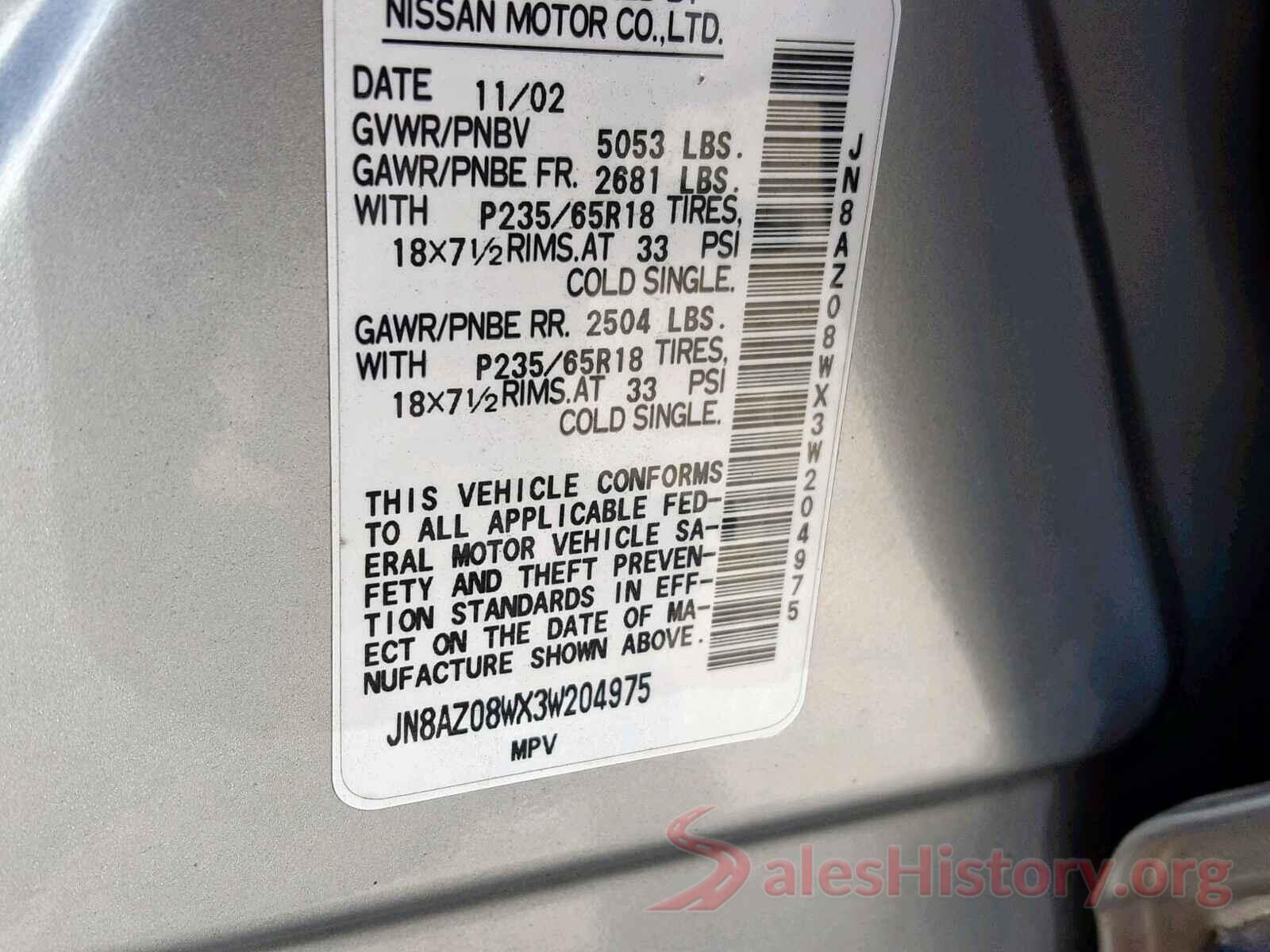 JN8AZ08WX3W204975 2003 NISSAN MURANO SL