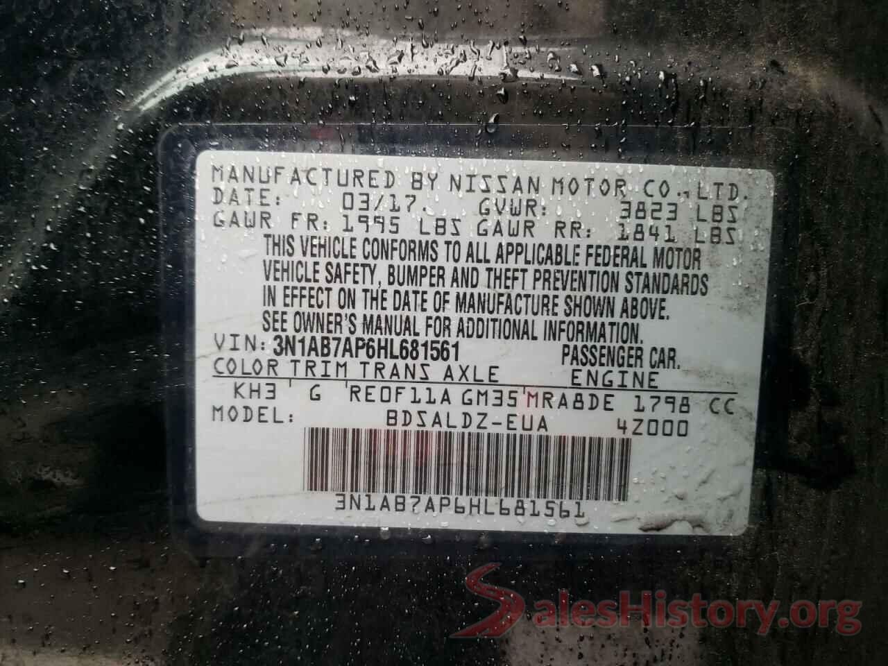 3N1AB7AP6HL681561 2017 NISSAN SENTRA