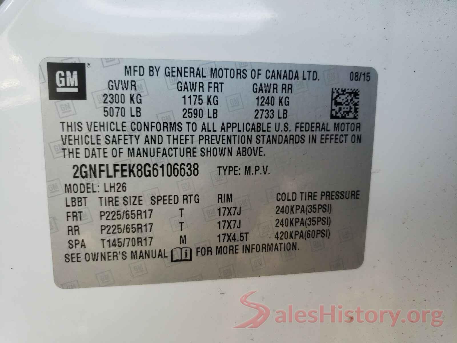 2GNFLFEK8G6106638 2016 CHEVROLET EQUINOX