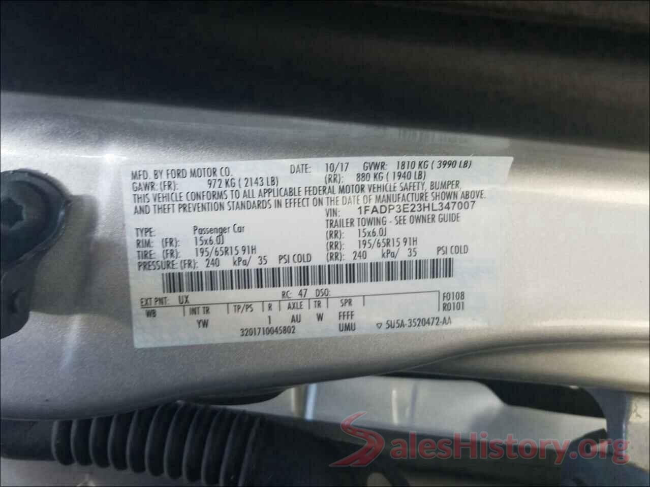 1FADP3E23HL347007 2017 FORD FOCUS