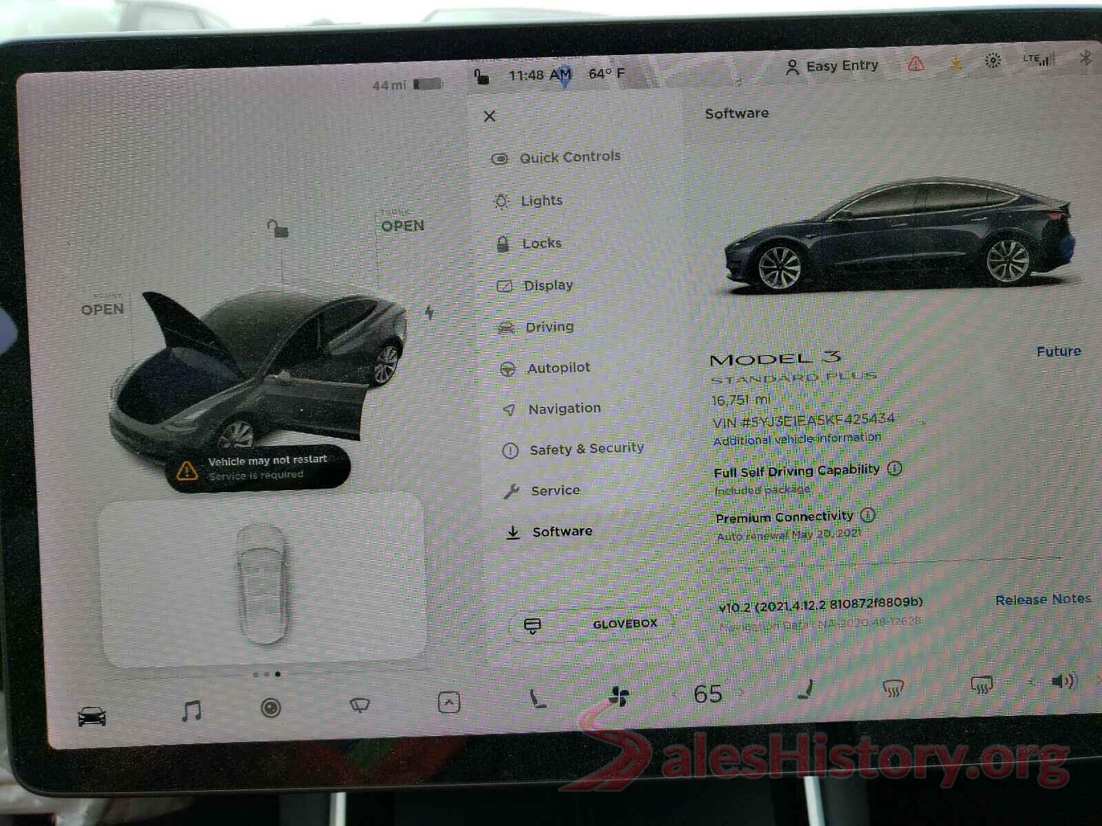 5YJ3E1EA5KF425434 2019 TESLA MODEL 3