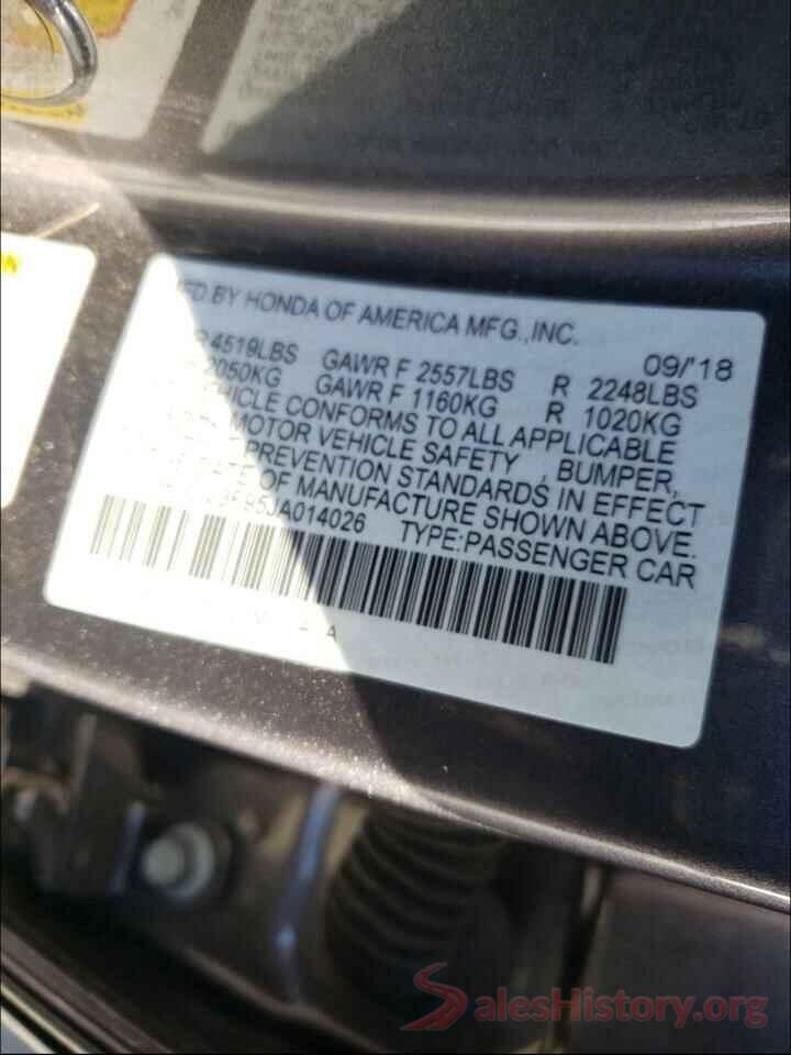 1HGCV3F95JA014026 2018 HONDA ACCORD