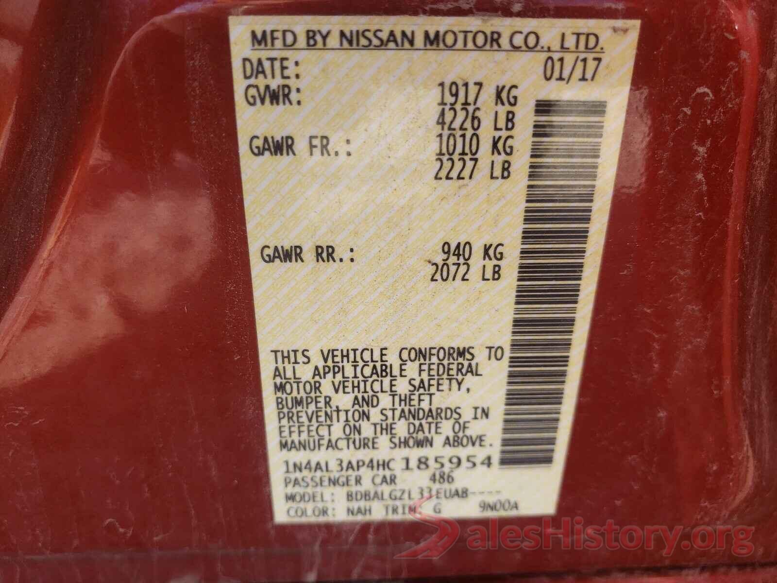 1N4AL3AP4HC185954 2017 NISSAN ALTIMA