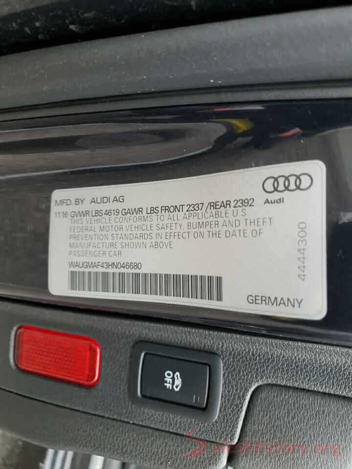 WAUGMAF43HN046680 2017 AUDI A4