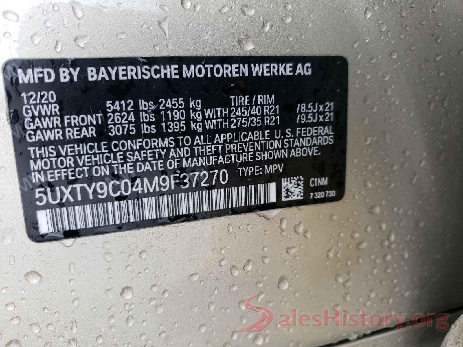 5UXTY9C04M9F37270 2021 BMW X3