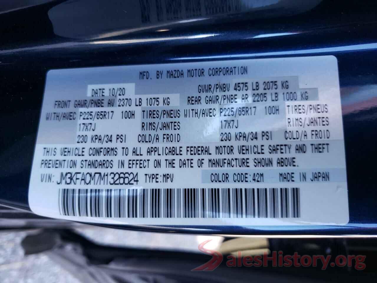 JM3KFACM7M1326624 2021 MAZDA CX-5