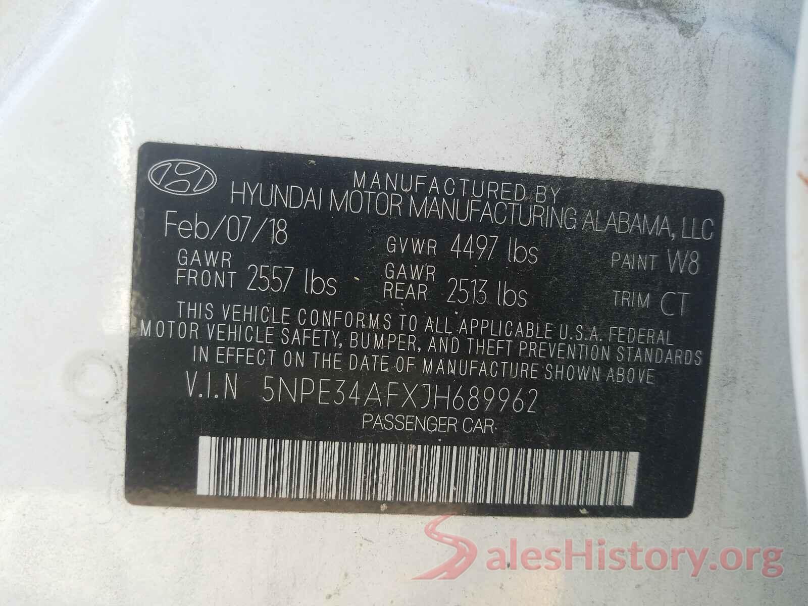 5NPE34AFXJH689962 2018 HYUNDAI SONATA