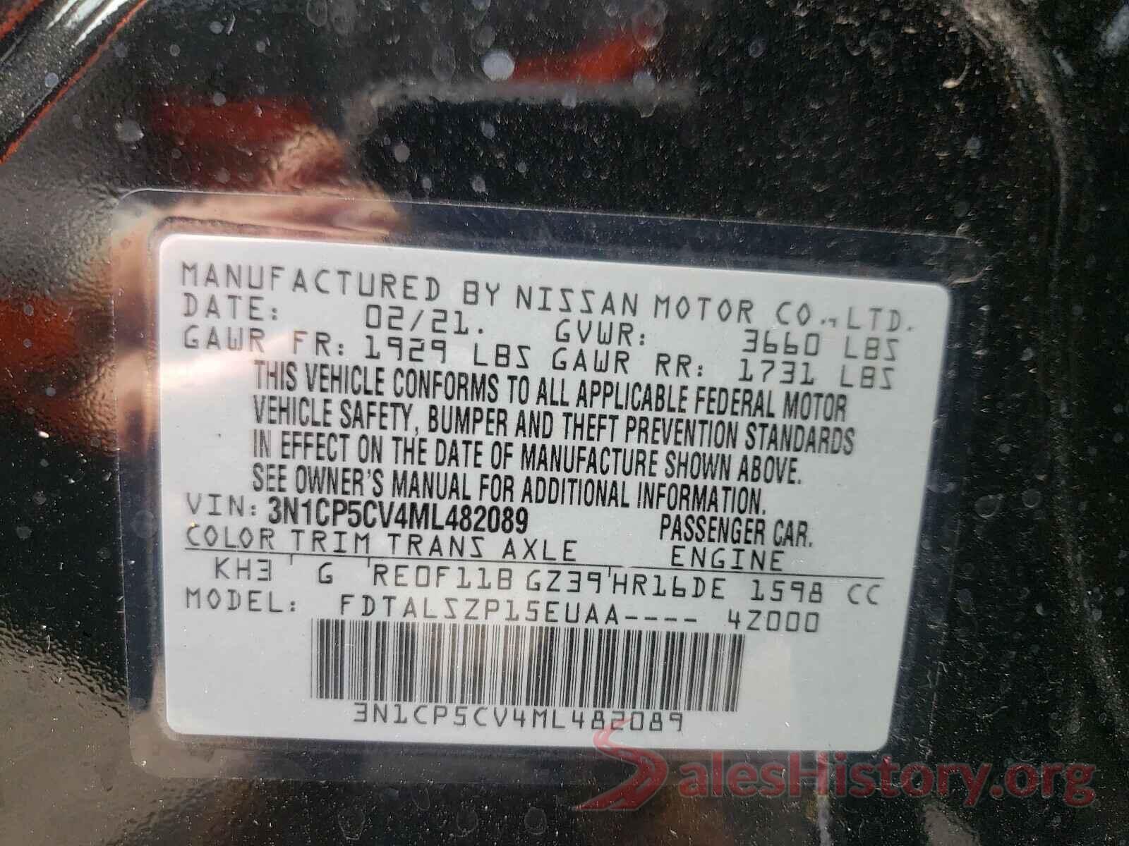 3N1CP5CV4ML482089 2021 NISSAN KICKS