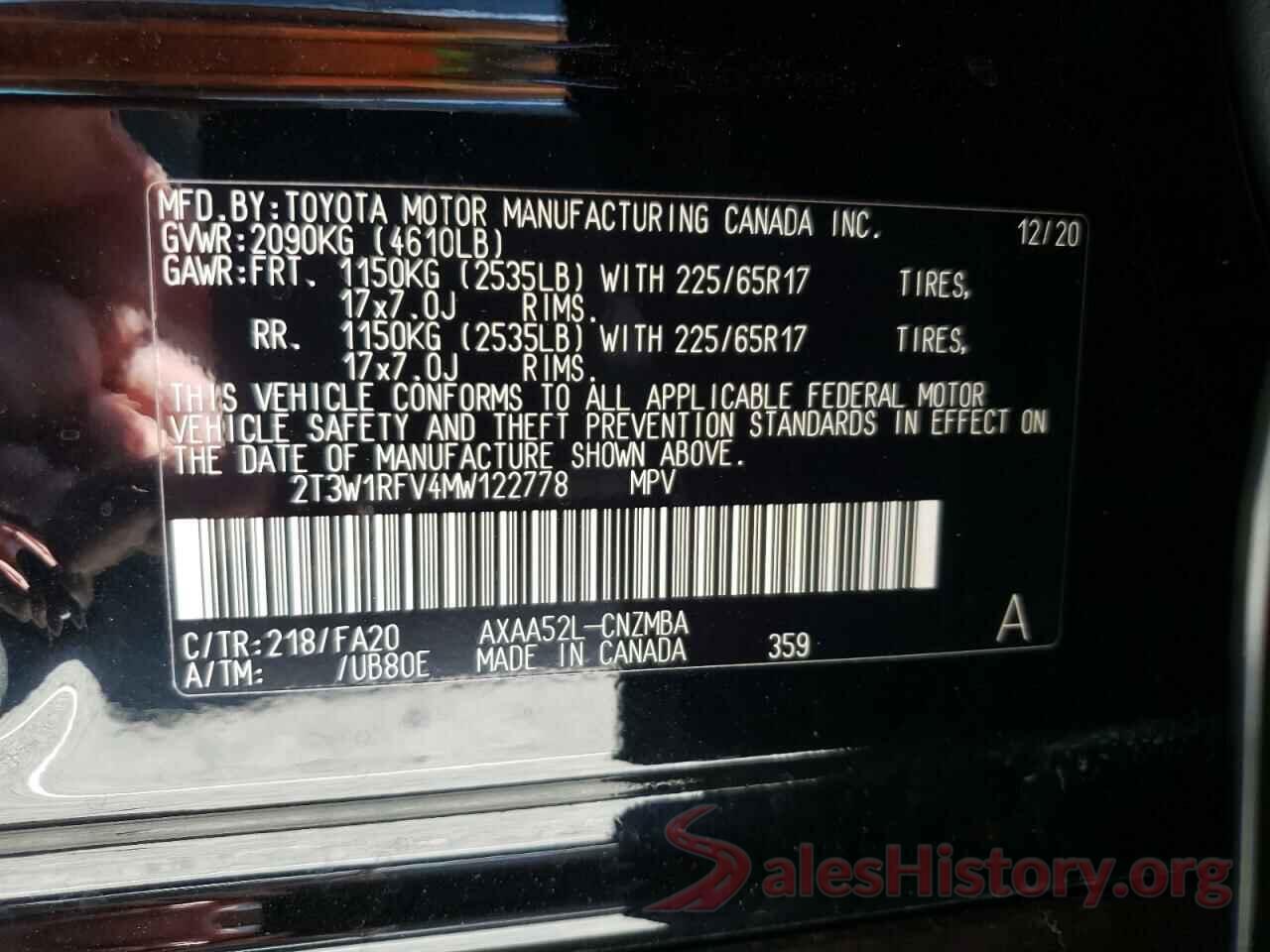 2T3W1RFV4MW122778 2021 TOYOTA RAV4