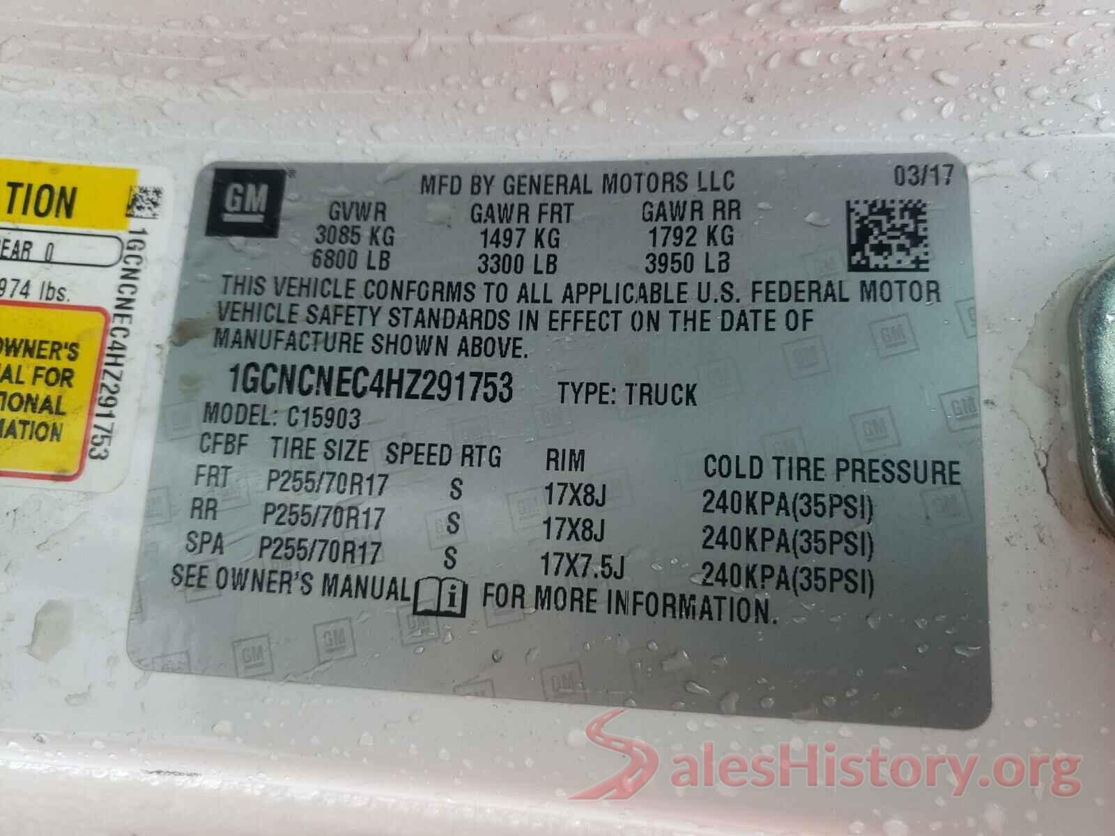 1GCNCNEC4HZ291753 2017 CHEVROLET SILVERADO