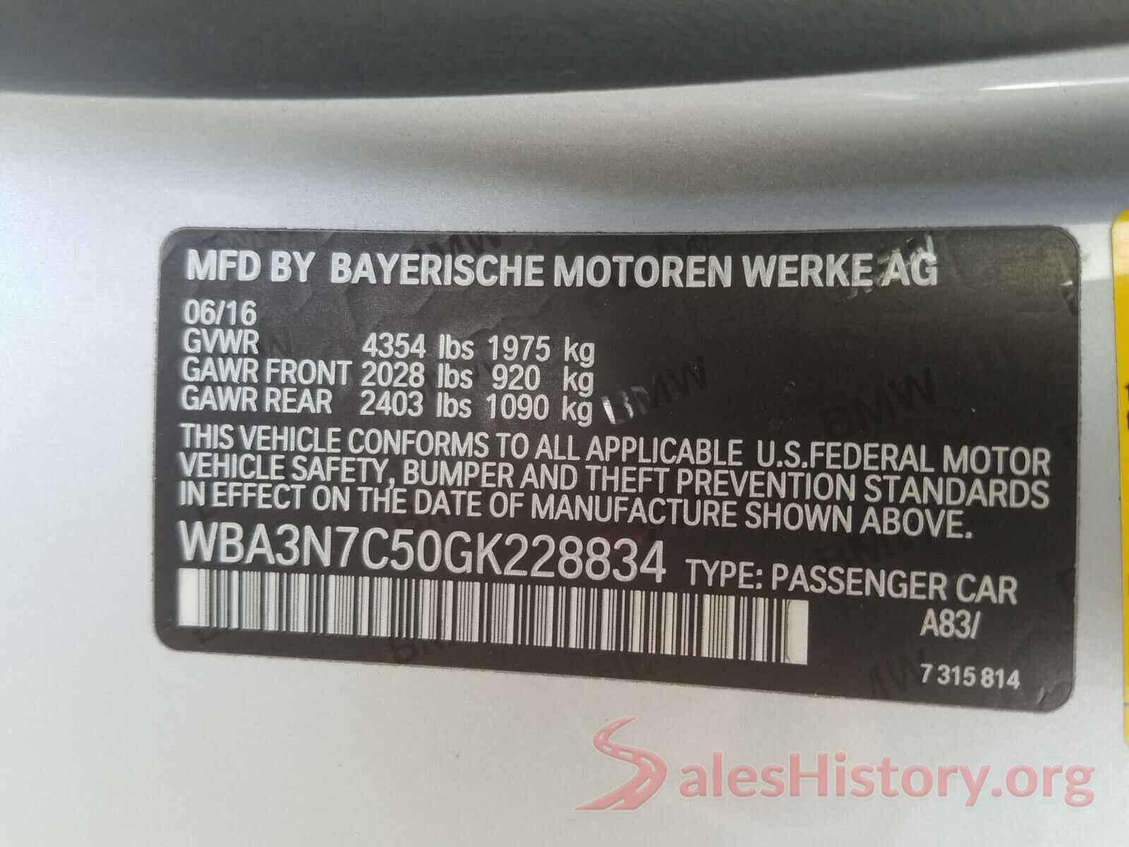 WBA3N7C50GK228834 2016 BMW 4 SERIES