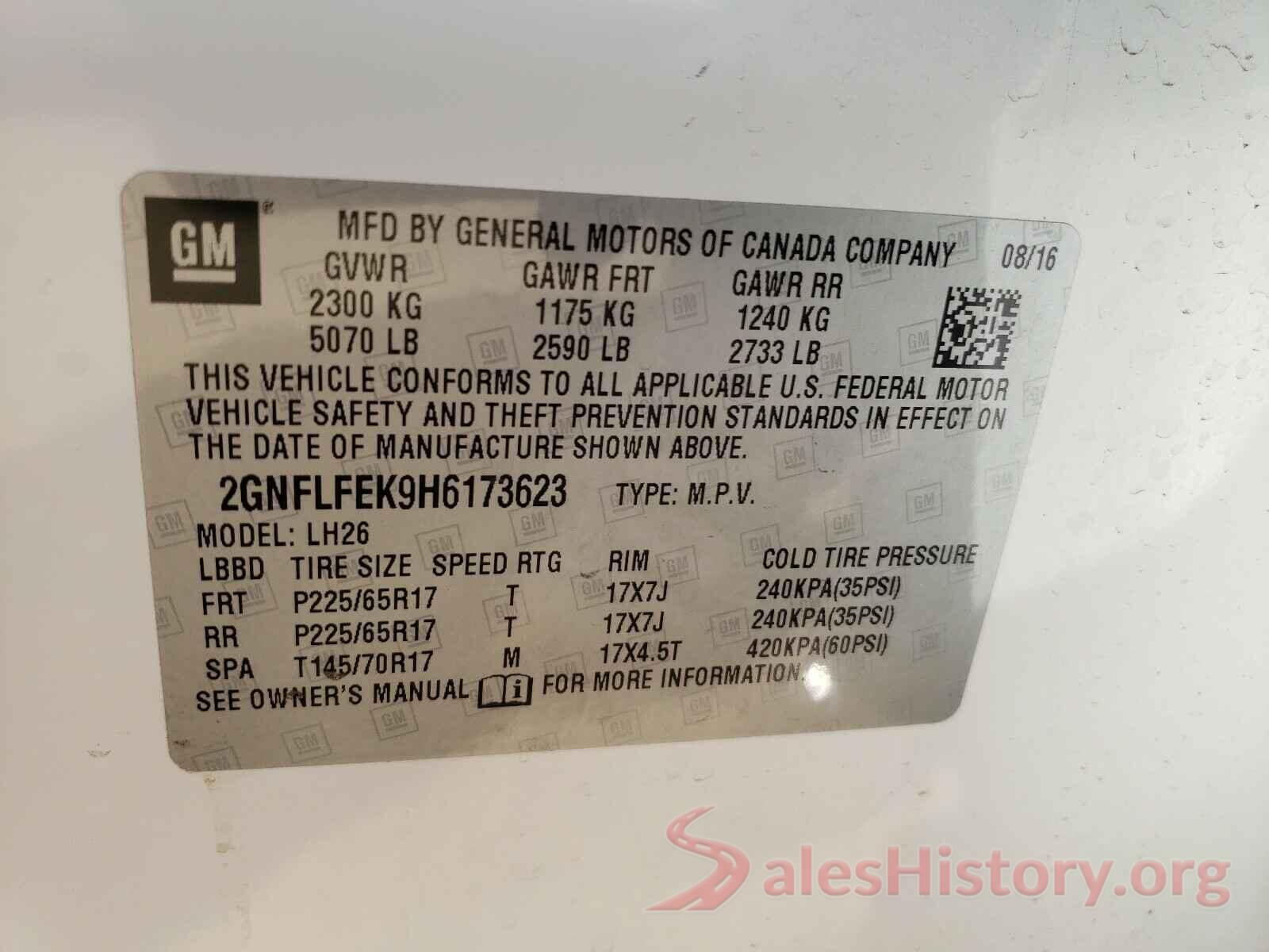 2GNFLFEK9H6173623 2017 CHEVROLET EQUINOX