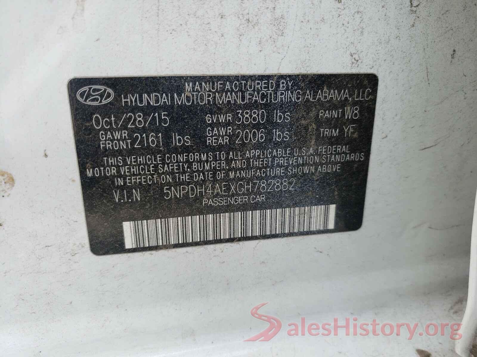 5NPDH4AEXGH782882 2016 HYUNDAI ELANTRA