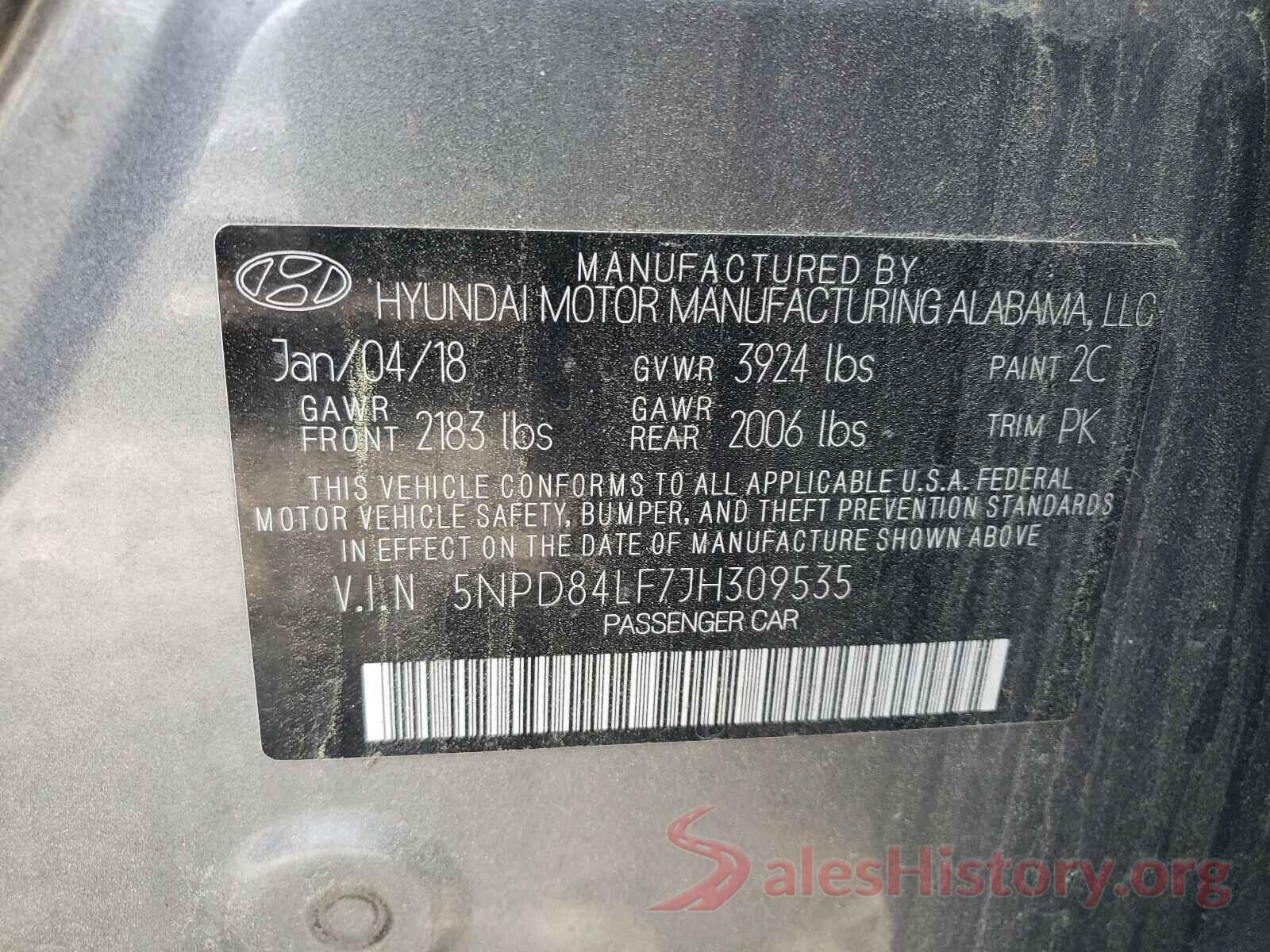 5NPD84LF7JH309535 2018 HYUNDAI ELANTRA