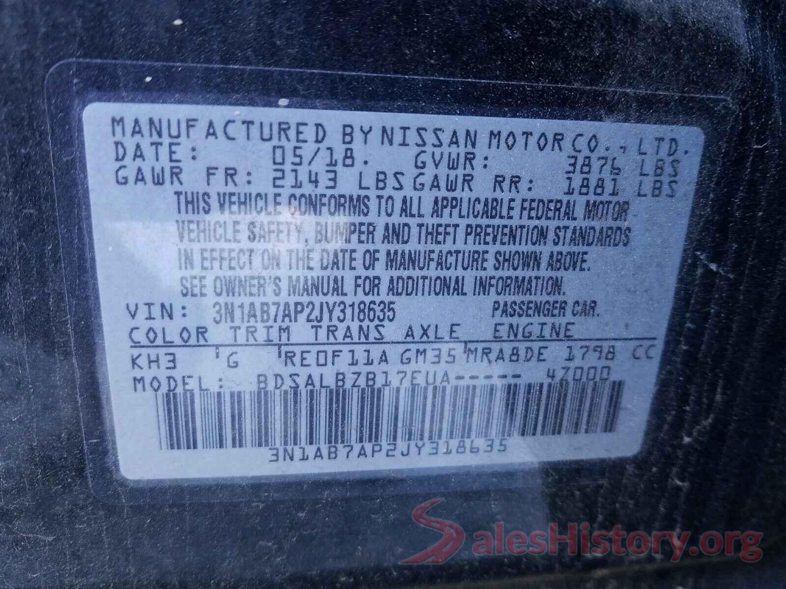 3N1AB7AP2JY318635 2018 NISSAN SENTRA