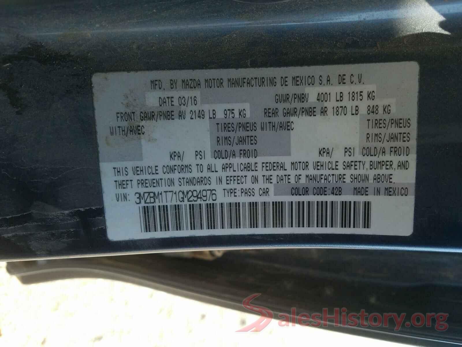 3MZBM1T71GM294976 2016 MAZDA 3