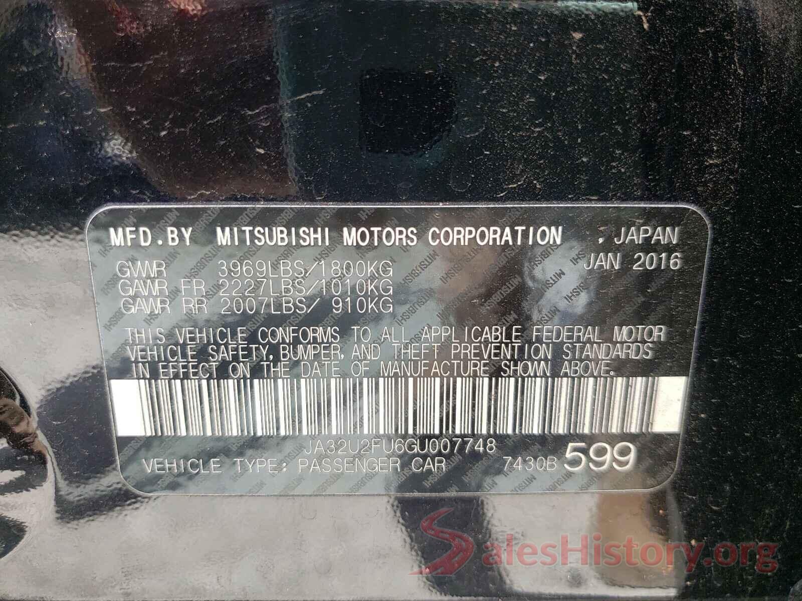 JA32U2FU6GU007748 2016 MITSUBISHI LANCER