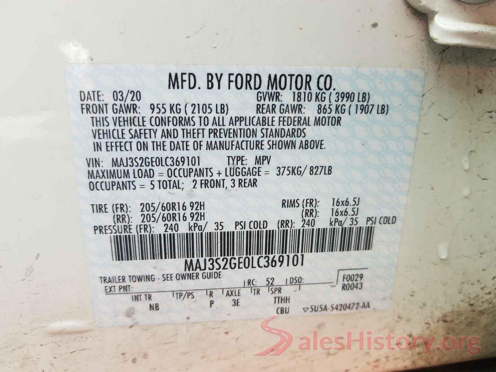 MAJ3S2GE0LC369101 2020 FORD ALL OTHER