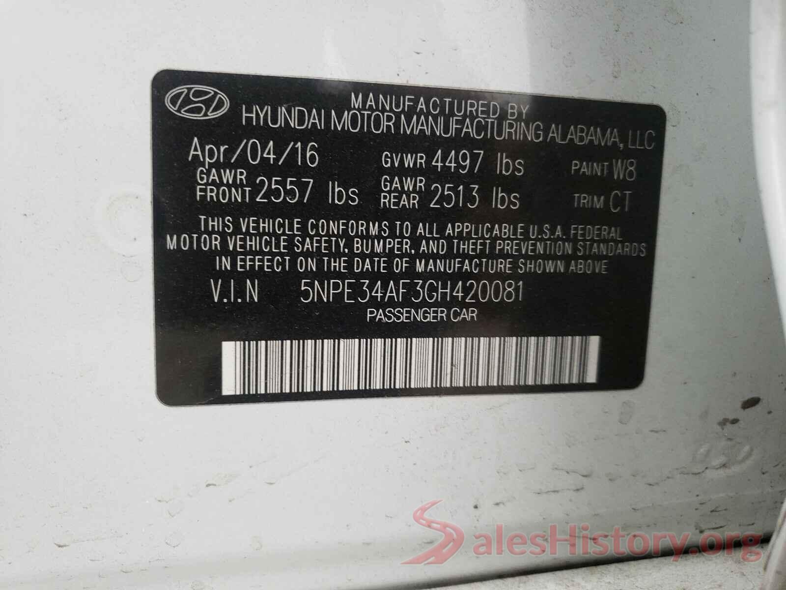 5NPE34AF3GH420081 2016 HYUNDAI SONATA