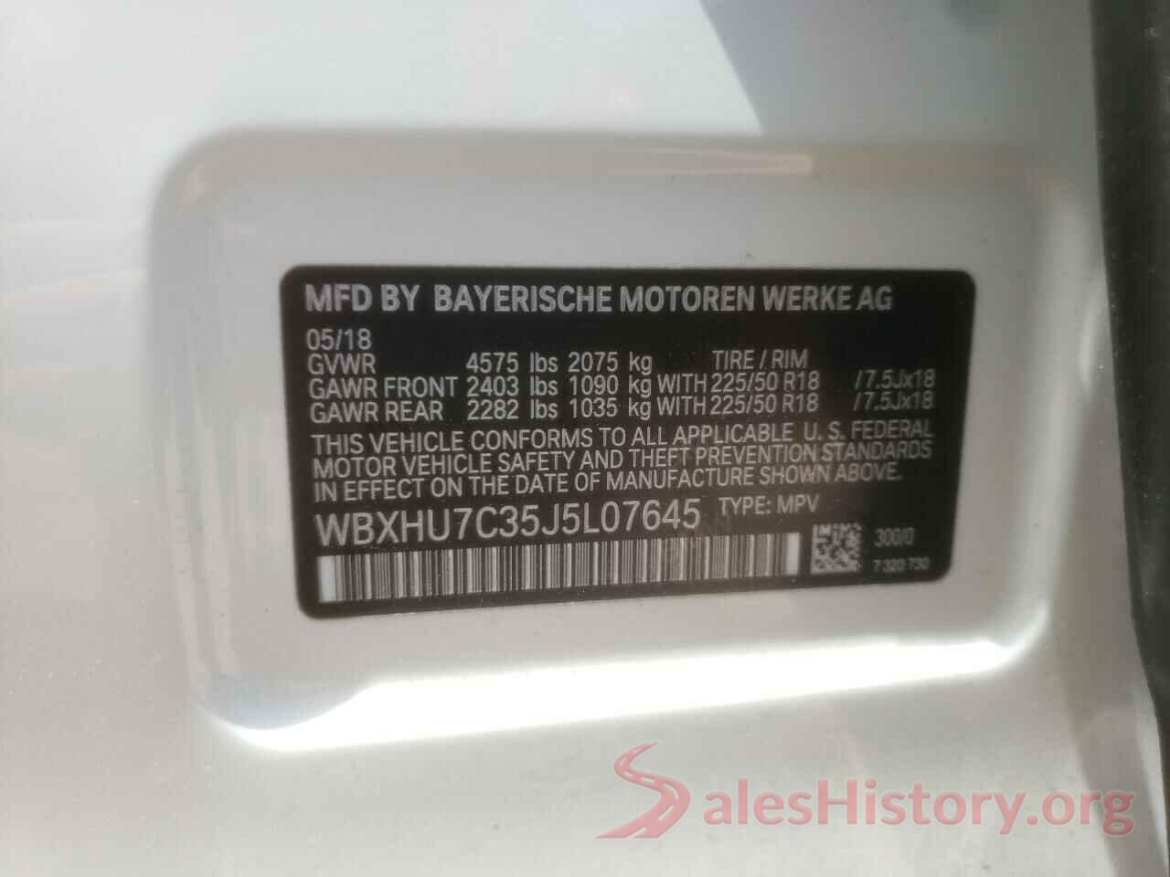 WBXHU7C35J5L07645 2018 BMW X1