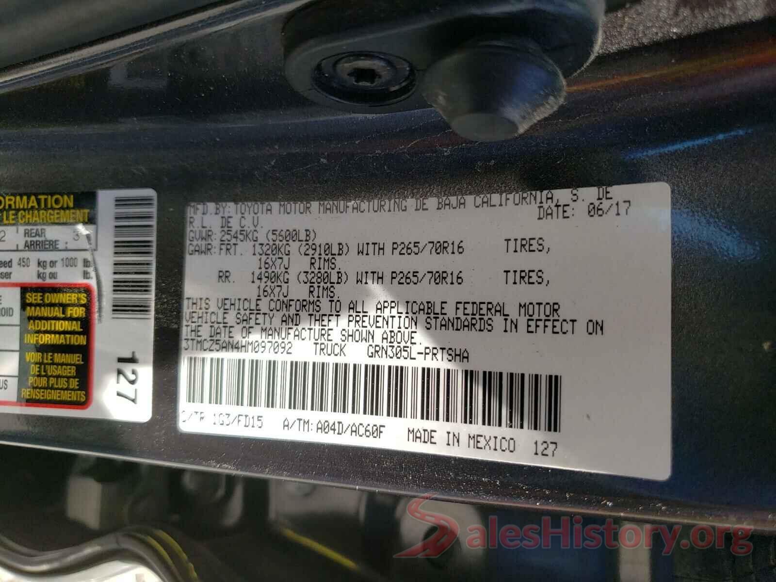 3TMCZ5AN4HM097092 2017 TOYOTA TACOMA