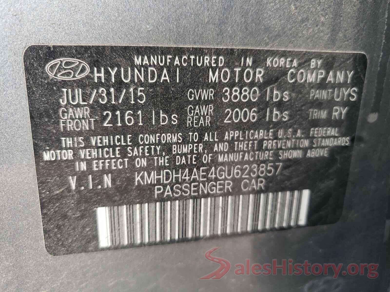 KMHDH4AE4GU623857 2016 HYUNDAI ELANTRA