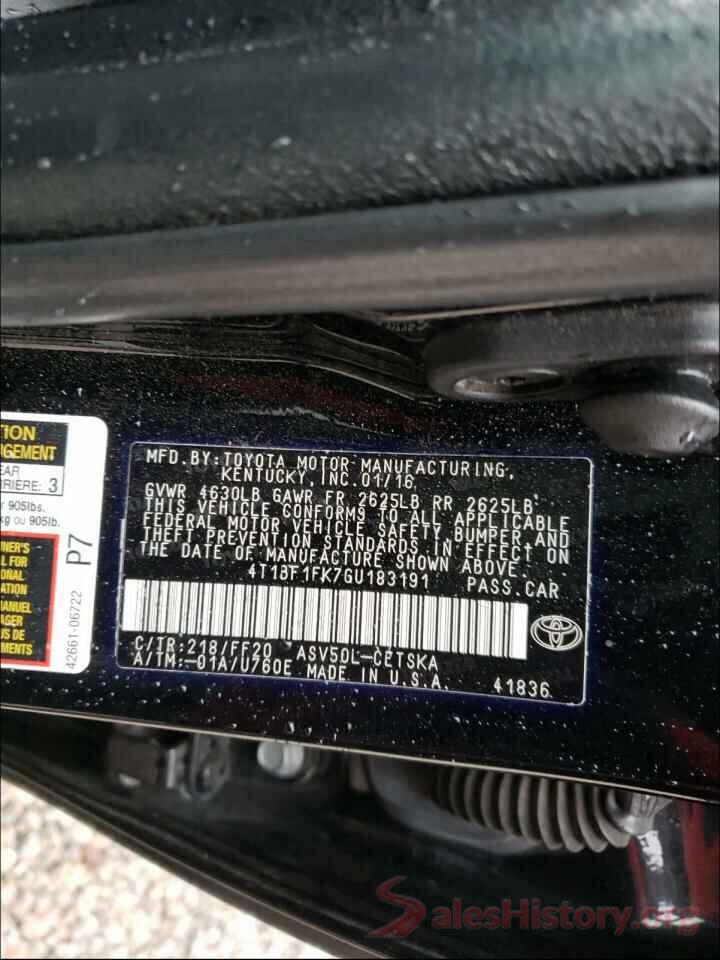 4T1BF1FK7GU183191 2016 TOYOTA CAMRY