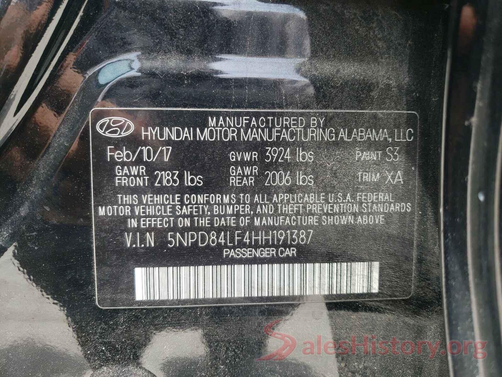 5NPD84LF4HH191387 2017 HYUNDAI ELANTRA