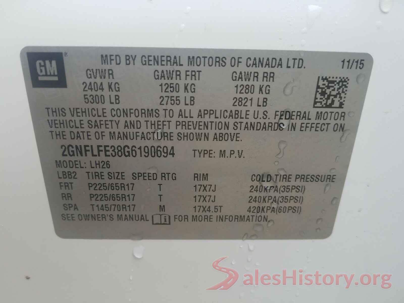 2GNFLFE38G6190694 2016 CHEVROLET EQUINOX