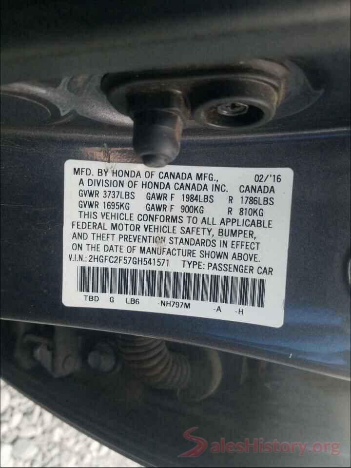 2HGFC2F57GH541571 2016 HONDA CIVIC