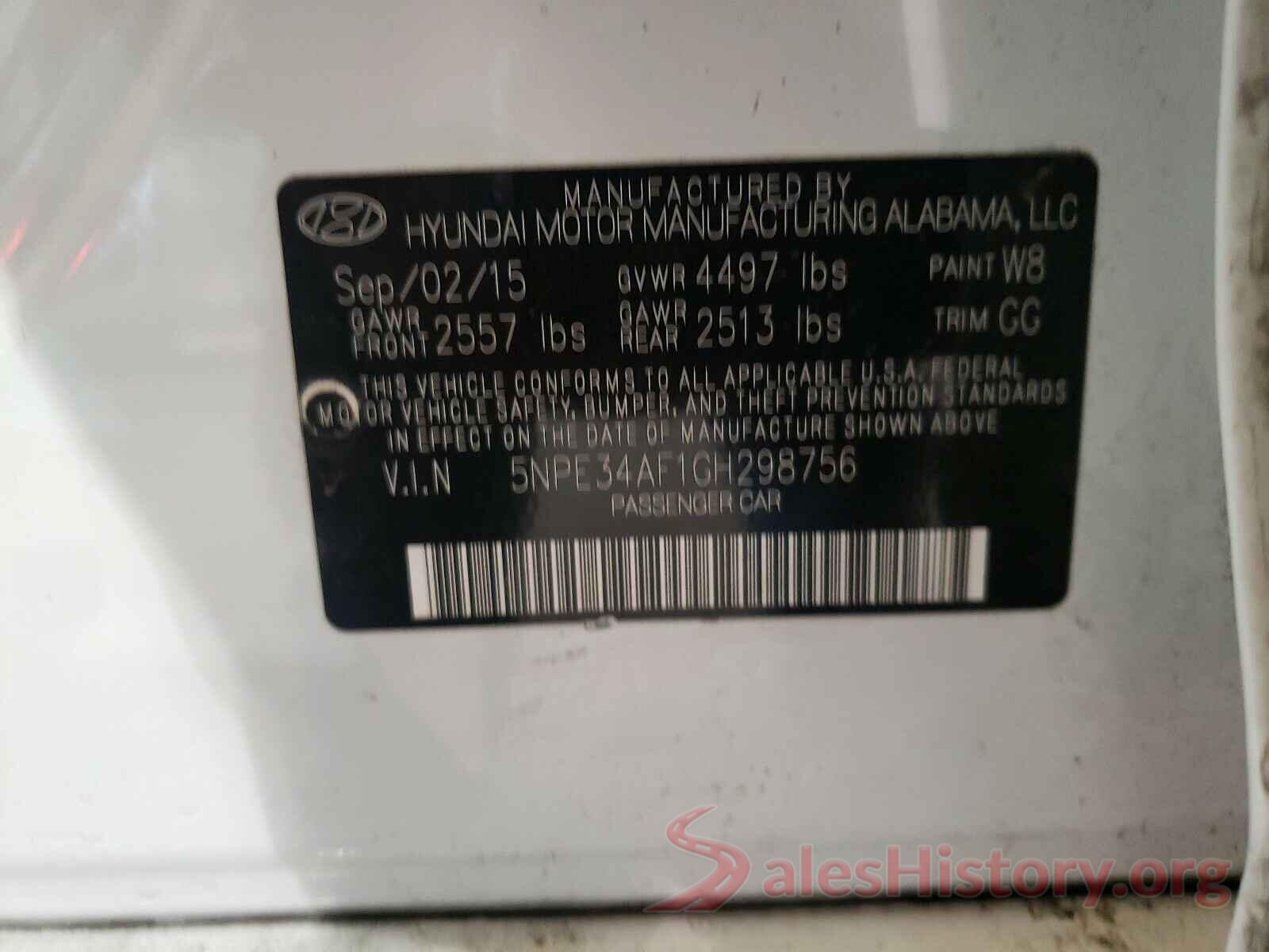 5NPE34AF1GH298756 2016 HYUNDAI SONATA