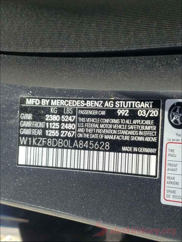 W1KZF8DB0LA845628 2020 MERCEDES-BENZ E CLASS