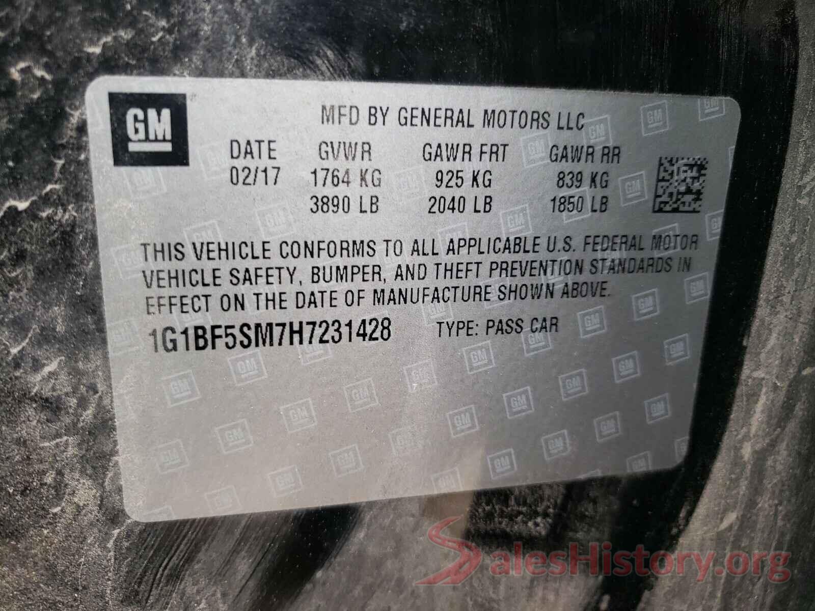 1G1BF5SM7H7231428 2017 CHEVROLET CRUZE