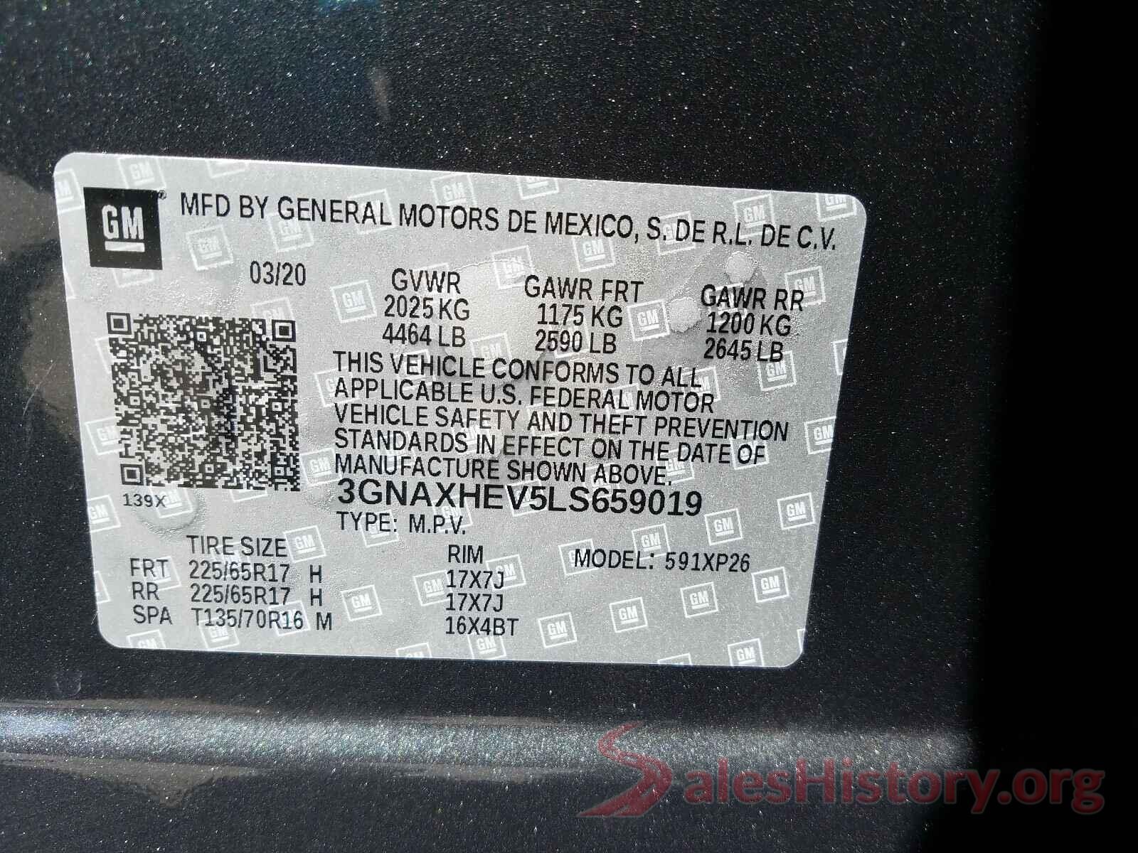 3GNAXHEV5LS659019 2020 CHEVROLET EQUINOX