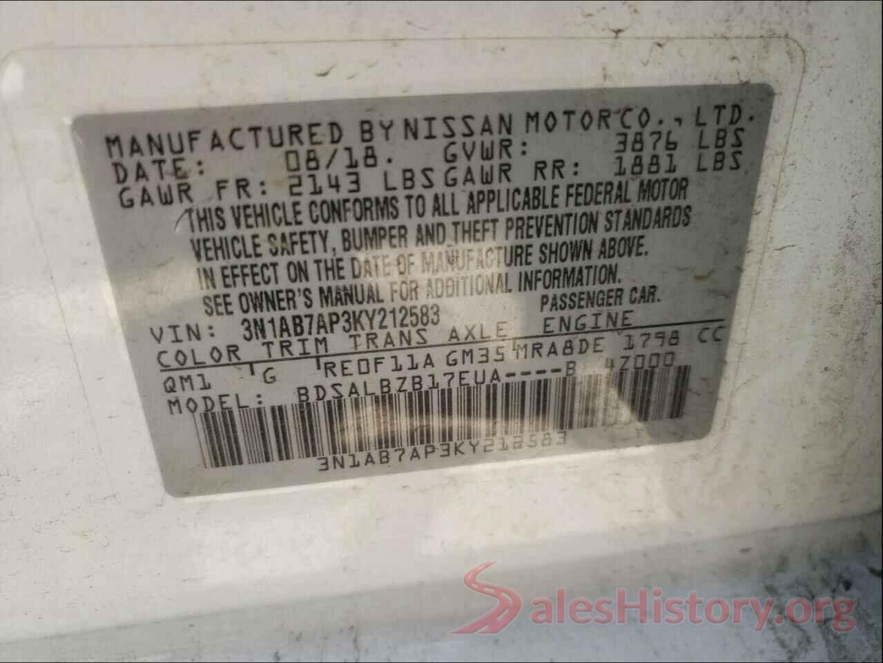 3N1AB7AP3KY212583 2019 NISSAN SENTRA