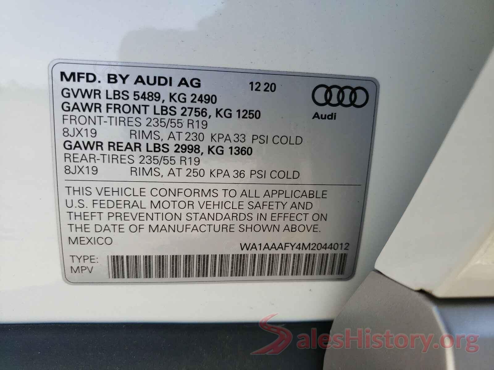 WA1AAAFY4M2044012 2021 AUDI Q5