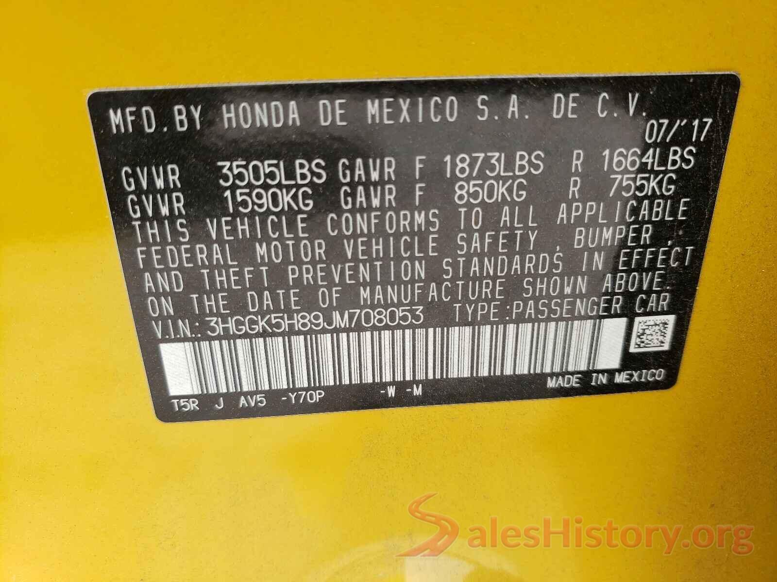 3HGGK5H89JM708053 2018 HONDA FIT