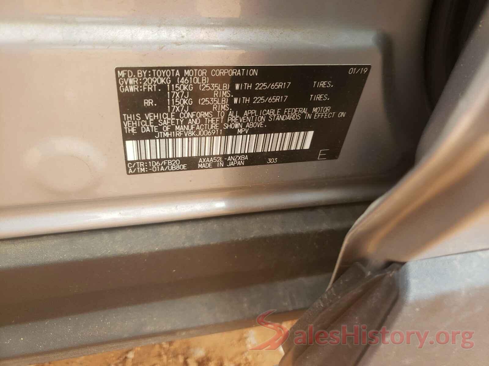 JTMH1RFV8KJ006911 2019 TOYOTA RAV4