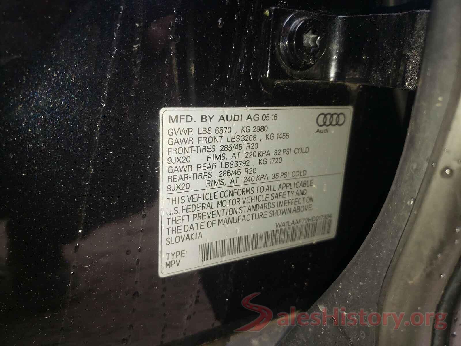 WA1LAAF70HD017934 2017 AUDI Q7