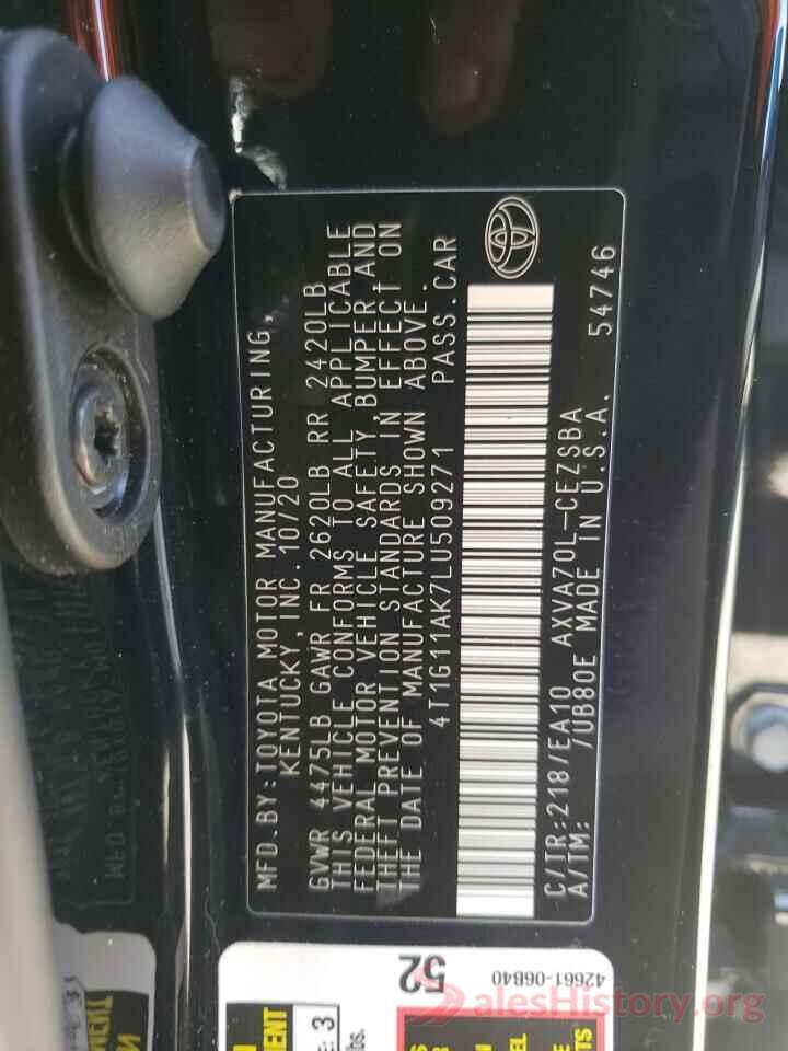 4T1G11AK7LU509271 2020 TOYOTA CAMRY