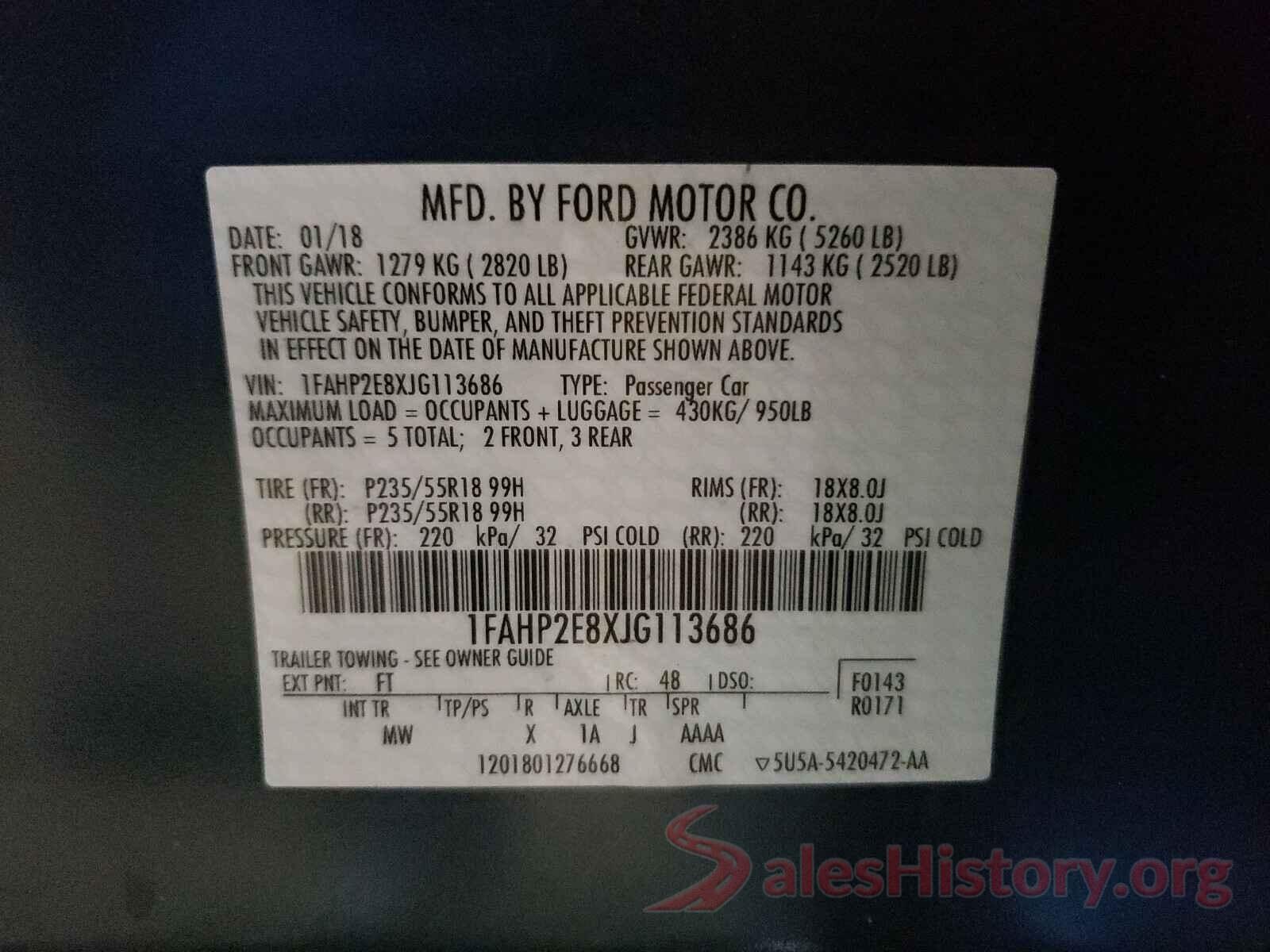 1FAHP2E8XJG113686 2018 FORD TAURUS