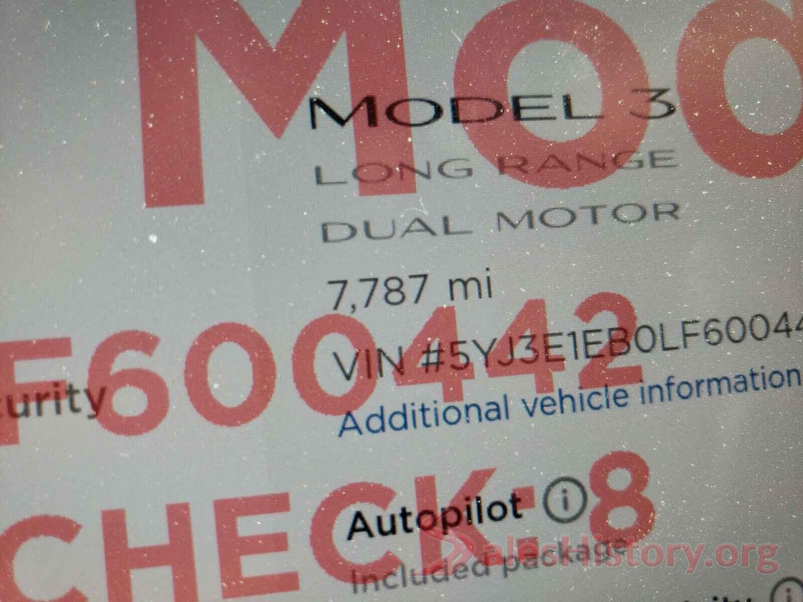 5YJ3E1EB0LF600442 2020 TESLA MODEL 3