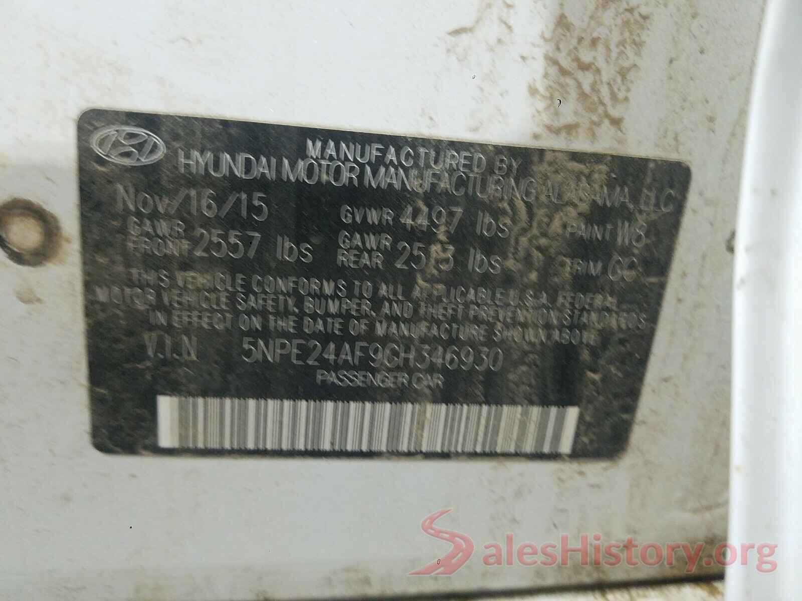 5NPE24AF9GH346930 2016 HYUNDAI SONATA