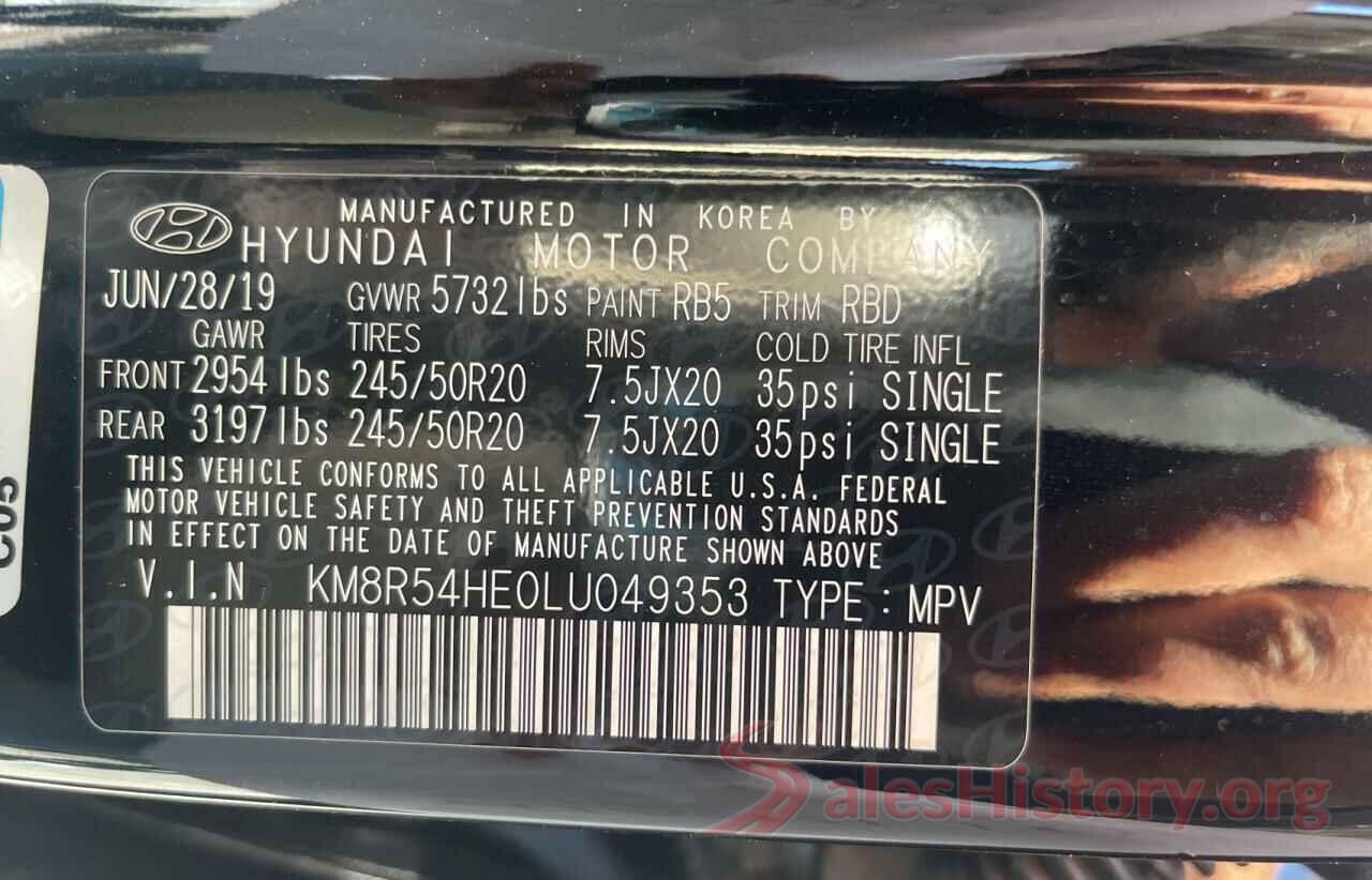 KM8R54HE0LU049353 2020 HYUNDAI PALISADE