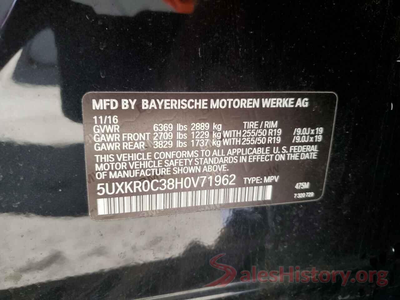 5UXKR0C38H0V71962 2017 BMW X5