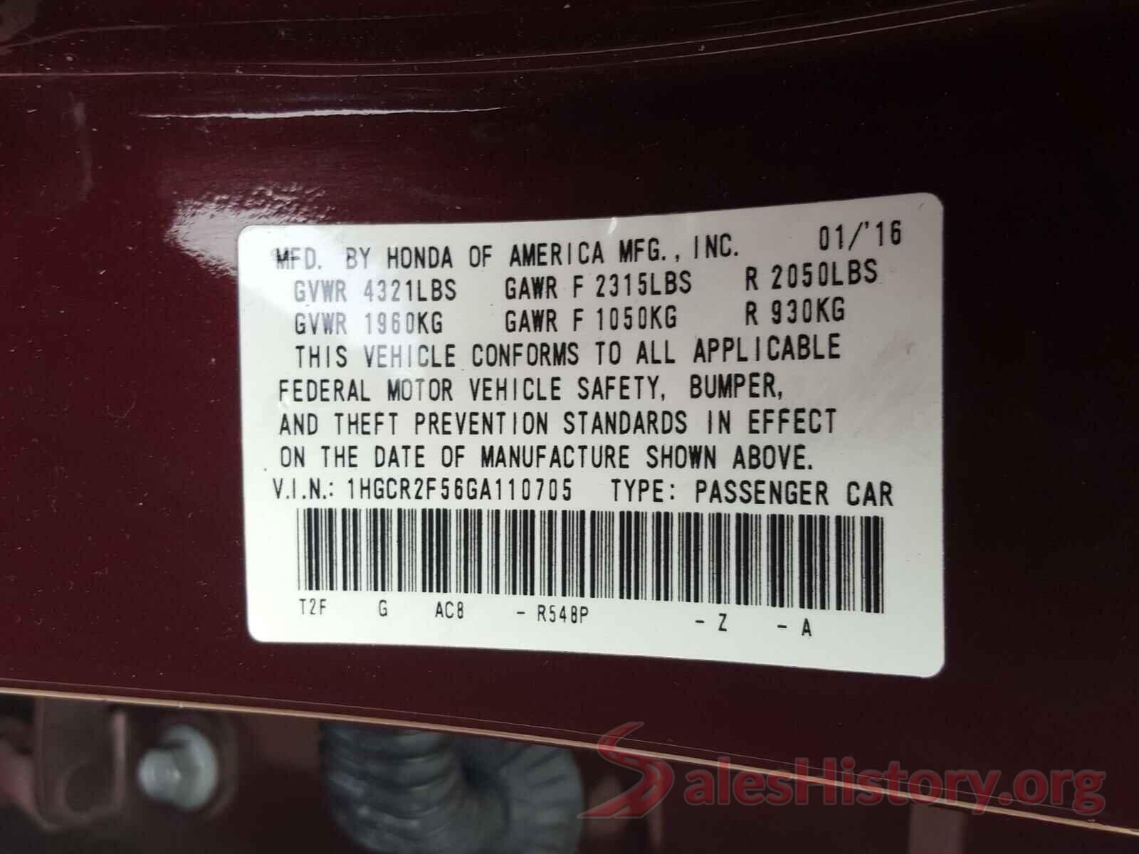 1HGCR2F56GA110705 2016 HONDA ACCORD