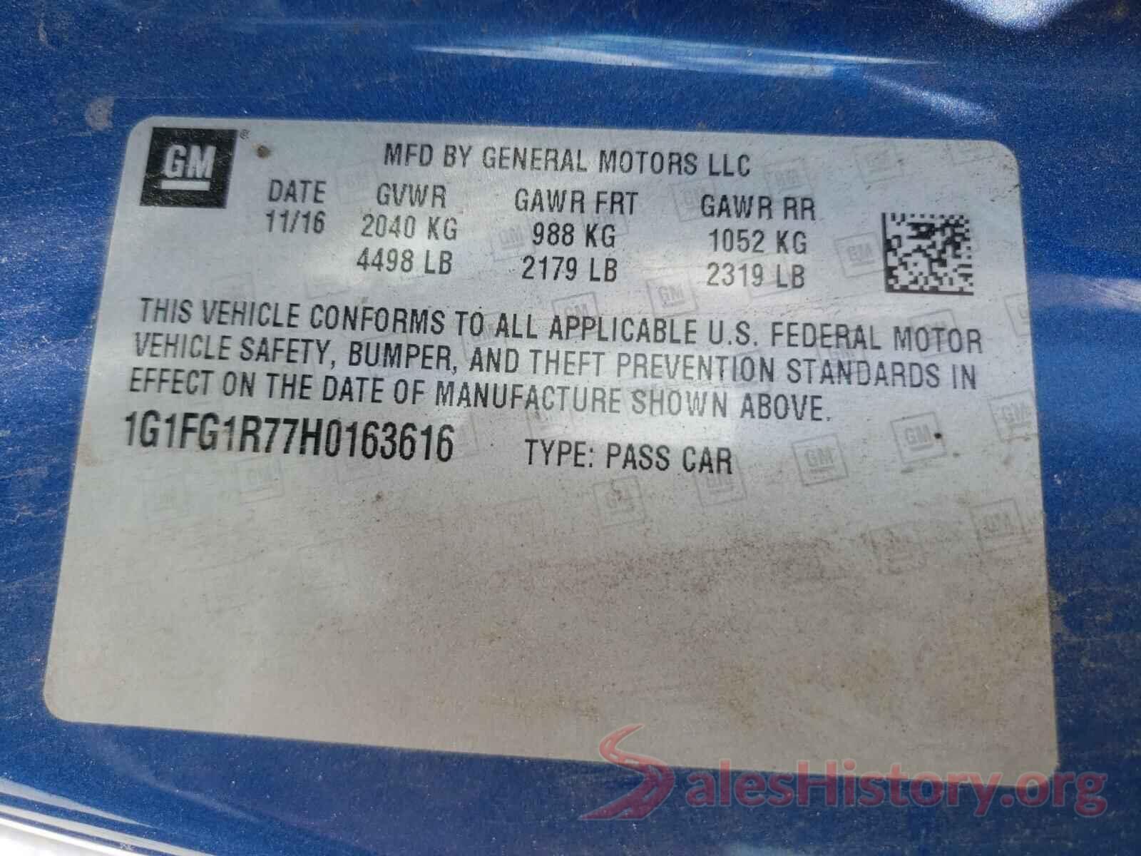 1G1FG1R77H0163616 2017 CHEVROLET CAMARO