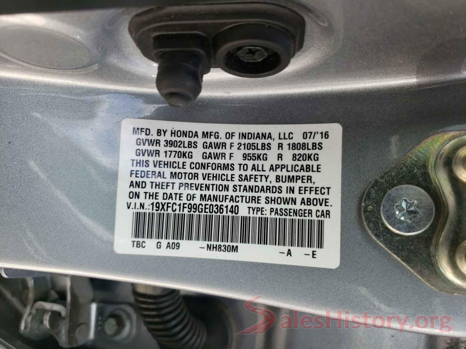 19XFC1F99GE036140 2016 HONDA CIVIC