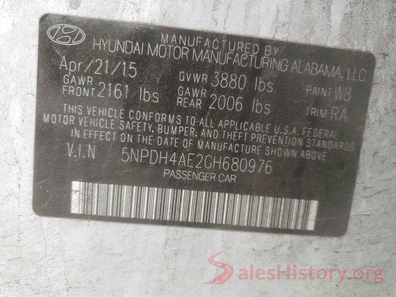 5NPDH4AE2GH680976 2016 HYUNDAI ELANTRA